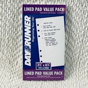 Day Runner Lined Pad Refill 3.75x6.75 White 3pk 033-8900-71 6-Ring Binder‎ Paper
